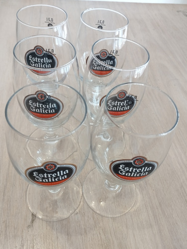 Set 6 Copas Cerveza Estrella Galicia Importadas Blanco (Usado)