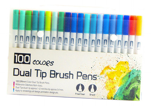 100 Bolígrafos De Doble Punta, Colores Brillantes Para