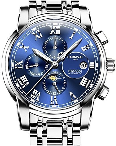 Carnaval Mens Automatic Machine Plata Acero Inoxidable Zafir