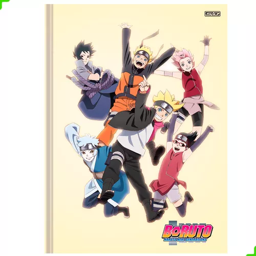 4 Caderno Boruto Naruto Brochurão + Brinde Escolar Capa Dura