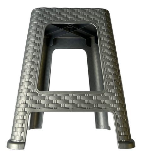 Set 4 Bancos Cuadrados Plástico Tipo Rattan, Exteriores Gris Oscuro Banco Cuadrado Gris