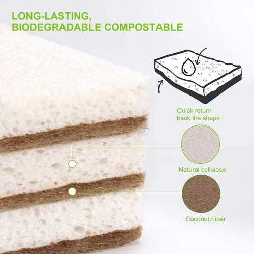 Pack Of 12 Natural Eco-friendly Dish Sponges - Bi