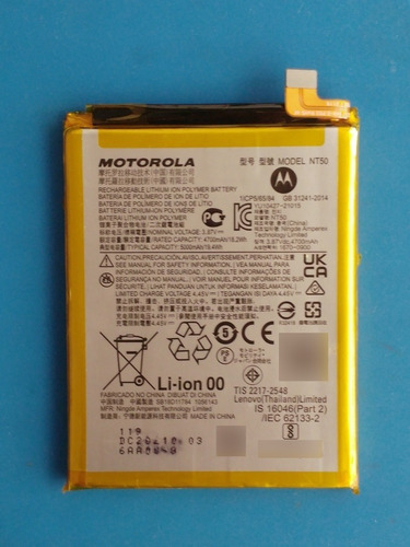 Bateria Moto Edge 20 Lite Nt50 Original