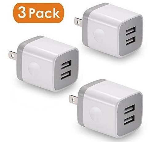 Cargador De Pared Usb, Best4one 3-pack 2.1a / 5v Puerto Dobl