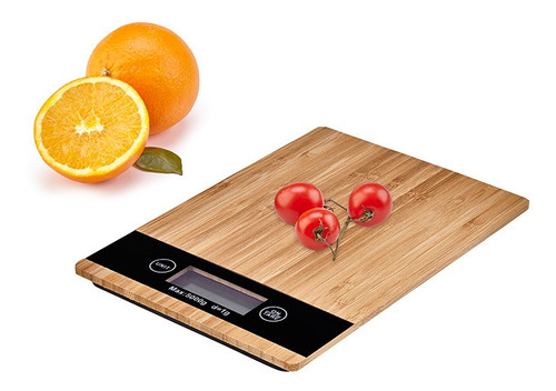 Balança Digital Base Em Bambu Para Cozinha Dieta Até 5kg