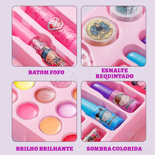 Maleta De Maquiagem Infantil Profissional Completa Lavável