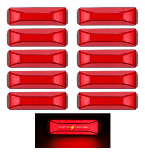 10x Plafón Gel Plasma Fijo Estrobo Lateral Rojo T/ Kenworth