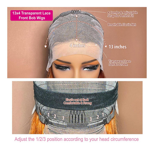 Peluca Bob Humana 13x4 Hd Encaje Pelucas Delanteras Cabello