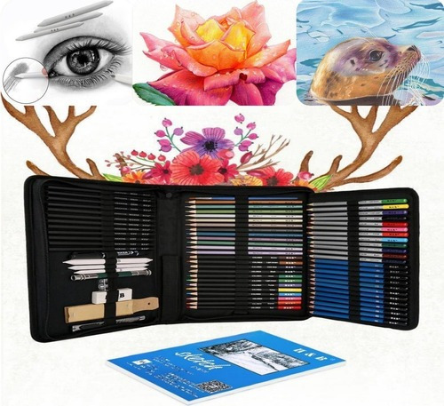 Estuche Con Kit De Lápices De Dibujo Profesional H & B 71 Pi