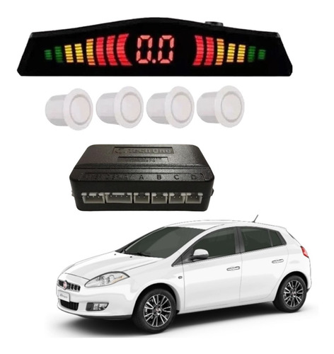 Kit Sensor Estacionamento Re 4 Sensor Branco Fiat Brava