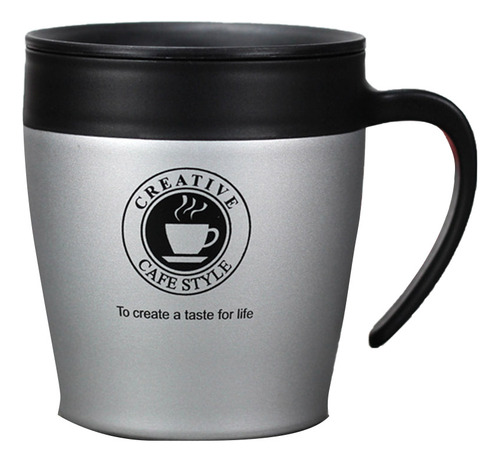 Taza De Café Plateada De Acero Inoxidable Con Cuchara Busine