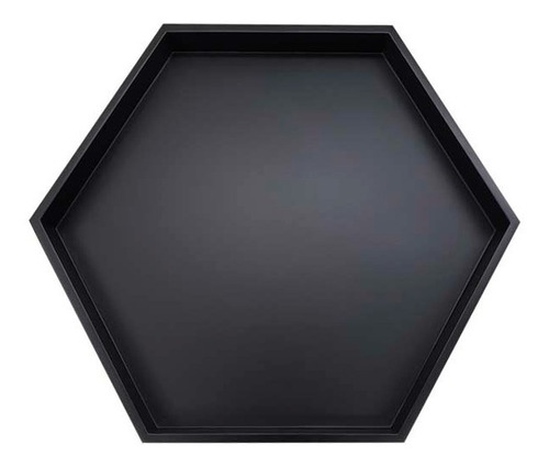 Bandeja De Mdf Moderna Design Geométrico Hexa Laca Preto