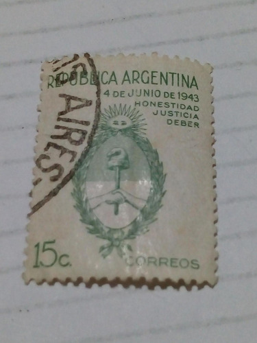 Estampilla 4 De Junio De 1943            15c          (5)