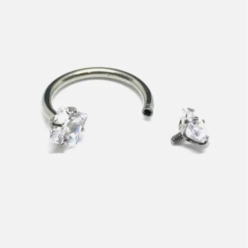 X2 Piercing Bull Aros Con Strass Engarzado Acero Quirurgico