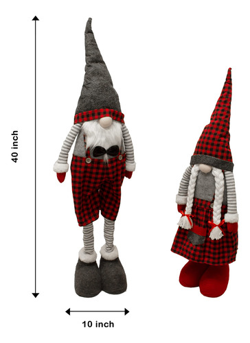 Gnomos Decorativos Navideños Retractiles De 40 Pulgadas 2 Pz