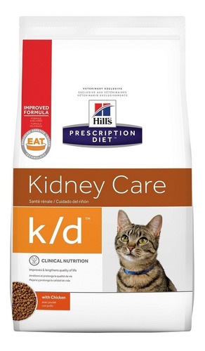 Imagen 1 de 1 de Alimento Hill's Prescription Diet Kidney Care Feline k/d para gato adulto sabor pollo en bolsa de 4lb