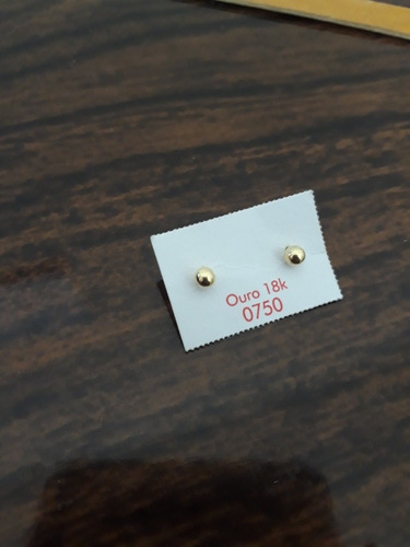 Par De Brincos Infantil De Bola 3mm Ou 2° Furo Ouro 18k-750