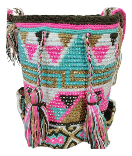 Mochilas Wayuu Originales Piedreria Mediana Bolsos 