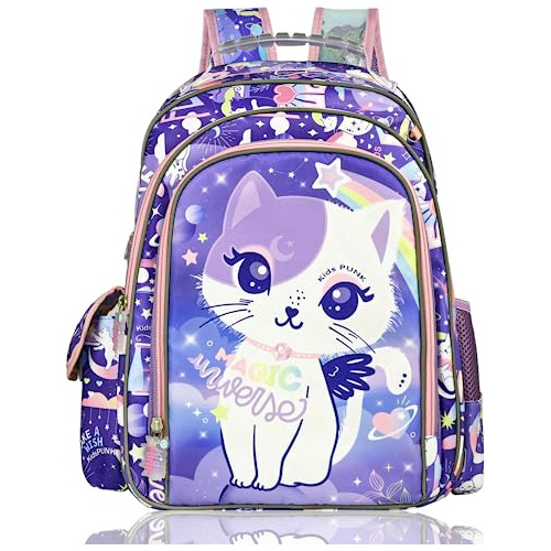 Mochila Con Diseño De Gato Para Niñas, Preescolar, Primari