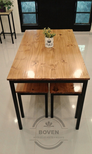 Imagen 7 de 10 de Mesa De Comedor Estilo Industrial Bares Cervecerías 120x70