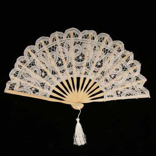 . 10 X Abanico Retro De Baile De Mano Plegable De Encaje De