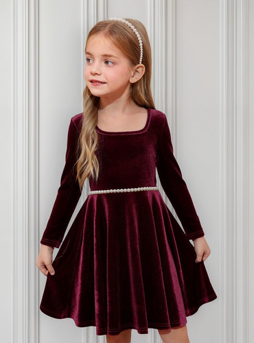 Vestido De Nena Para Fiesta,símil Terciopelo