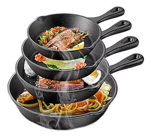 4pcs Sartenes De Hierro Fundido Skillet Set De Sartenes