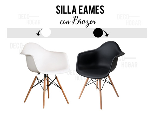 Silla Eames Con Brazo Unicolor Pata De Lapiz Polipropileno 