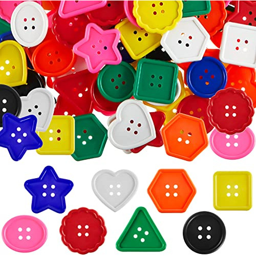 150 Botones Grandes Y Brillantes Para Niños, 8 Colores Vivos