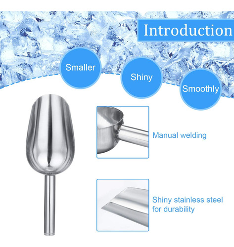 Pack De 6 Cucharas De Hielo De Acero Inoxidable De 6 Onza...