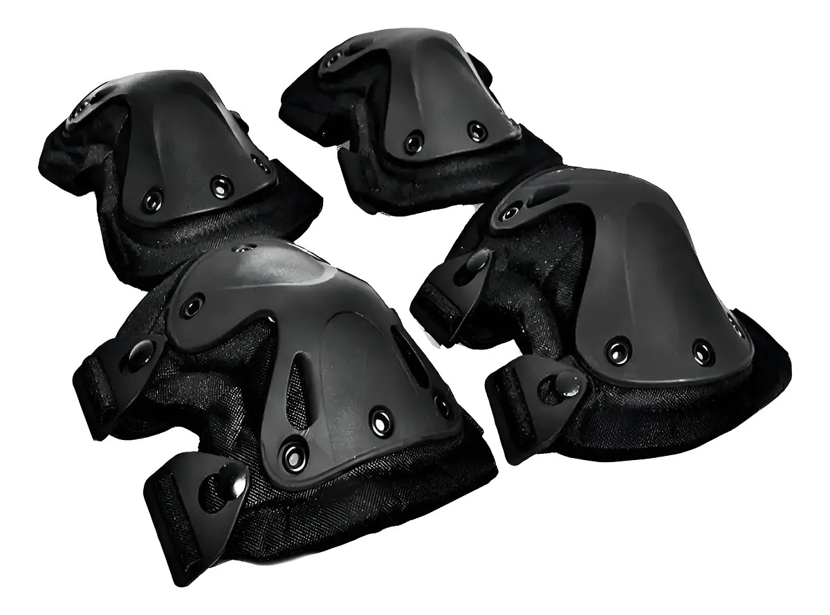 Rodillera Codera Táctica HYsmart Con Correas Ajustables Negra Protección Ciclismo