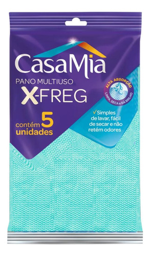 Pano De Limpeza Multiuso X-freg 5 Un Alta Absorção Casamia Cor Verde