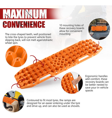 Bunker Indust Tablas De Tracción 4x4 Naranja 1 Par
