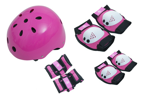 Kit Proteção Infantil Capacete Bike Skate Patins Menina Rosa