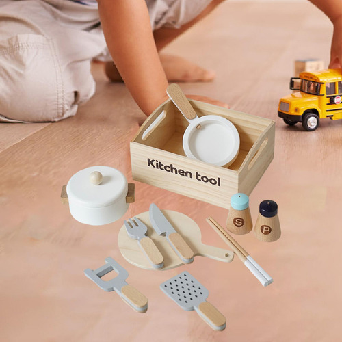 Juego De Cocina De Madera Con Pala Y Tenedor Montessori Para