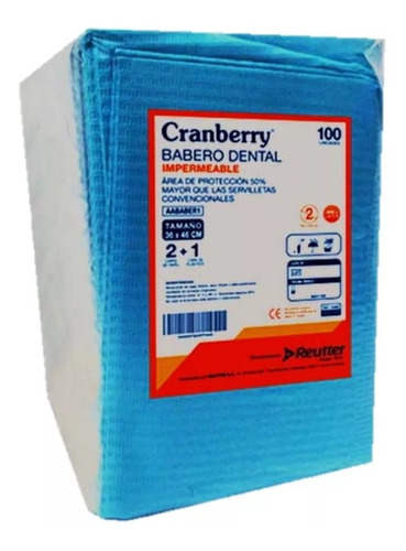 Babero Dental Impermeable 35x45cm Cranberry Bolsa 100 Un.