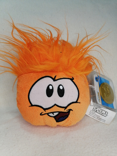 Peluche Original Puffle Naranjo Club Penguin Disney Moneda. 