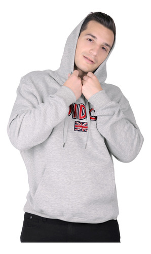Med - Gris Jaspe - Sudadera Hombre Moda Con Capucha Gris Fur