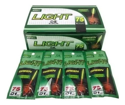 Luz Química Iluminador Maruri Light Stick 7.5 X 75mm 20 Pçs Cor Verde