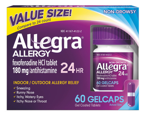 Allegra Cápsulas De Gel Antihistamínico Para Adultos 24hr