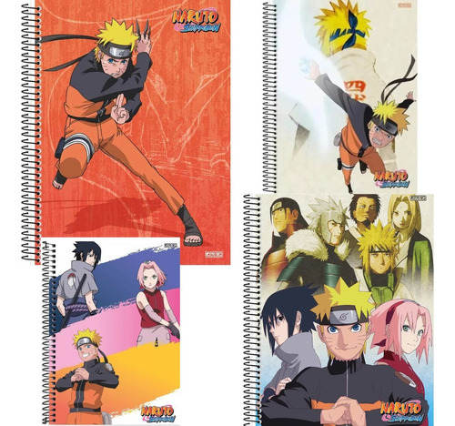 Kit 2 Cadernos Naruto Shippuden Espiral 160fls São Domingos