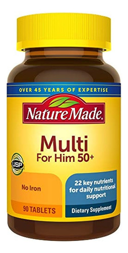 Nature Made Men's Multivitamin 50+ Tablets, 90 Count For Dai