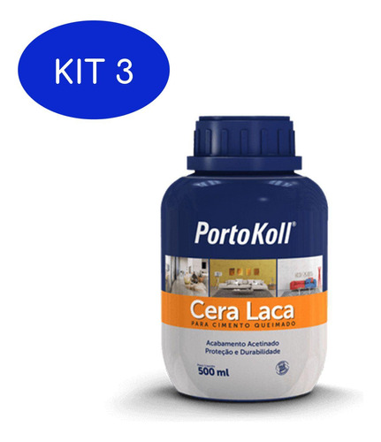 Kit 3 Cera Laca Portokoll 500ml Cimento Queimado