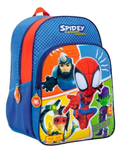 Mochila Espalda Grande 16  Spidey Vs Enemigos Relieve Wabro 