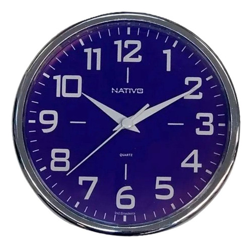 Relógio Decorativo De Parede Moderno Chromo Azul