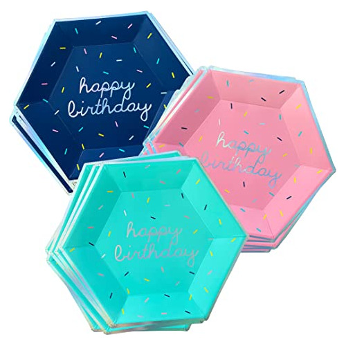 Sprinkles Pastel Happy Birthday Large Paper Plates, 18 ...