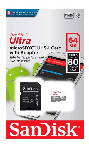 Tienda Oficial Memoria Sandisk Micro Sd Clase 10 64gb 80mb/s