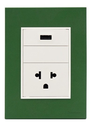 Placa Bauhaus Verde, Toma U S B, Linea Premium
