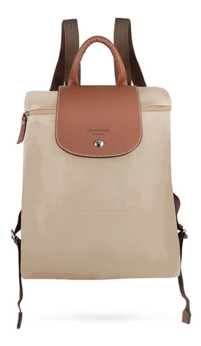 Mochila Long Voyage Back Pack Clásica Color Beige