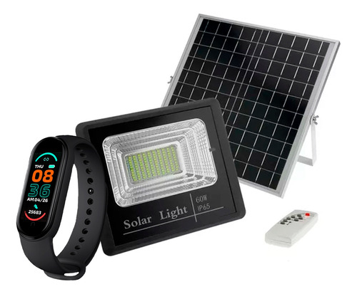 Foco Led 60w Solar + Panel Solar + Control + Smartwatch 